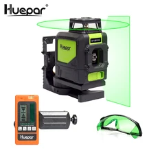 Huepar лазерный уровень зеленый луч перекрестный лазер самонивелирующийся 360 градусов с 2 режимами Pluse+ Huepar лазерный приемник+ Huepar лазерные очки