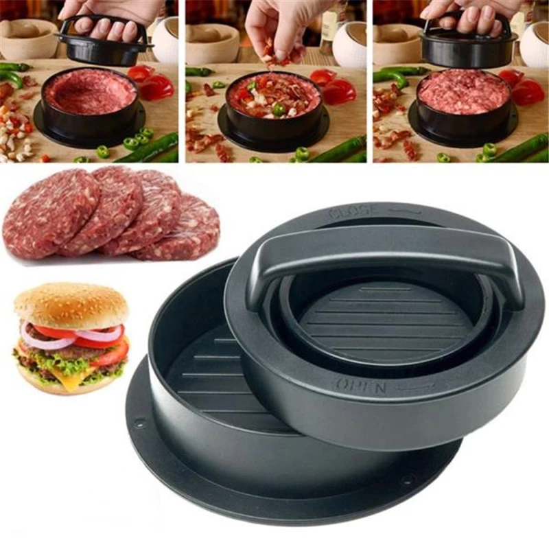 Non Stick 3-In-1 Stuffed Burger Press Hamburger Patty Molds Maker Kitchen Tools for Different Patty Size