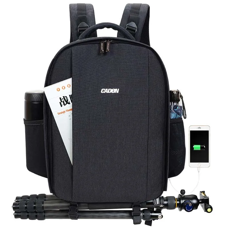 Caden-Waterproof-DSLR-Video-Camera-Backpack-Shoulders-Bag-14in-Laptop-Tripod-Travel-Daypack-w-Rain-Cover