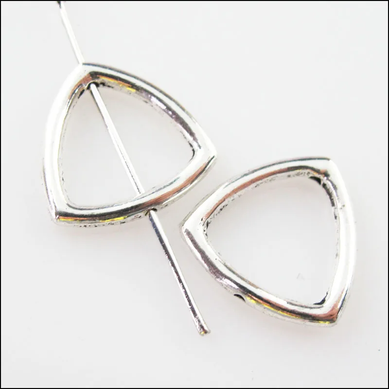 New 10Pcs Tibetan Silver Triangle Circle Spacer Frame Beads Charms 15mm