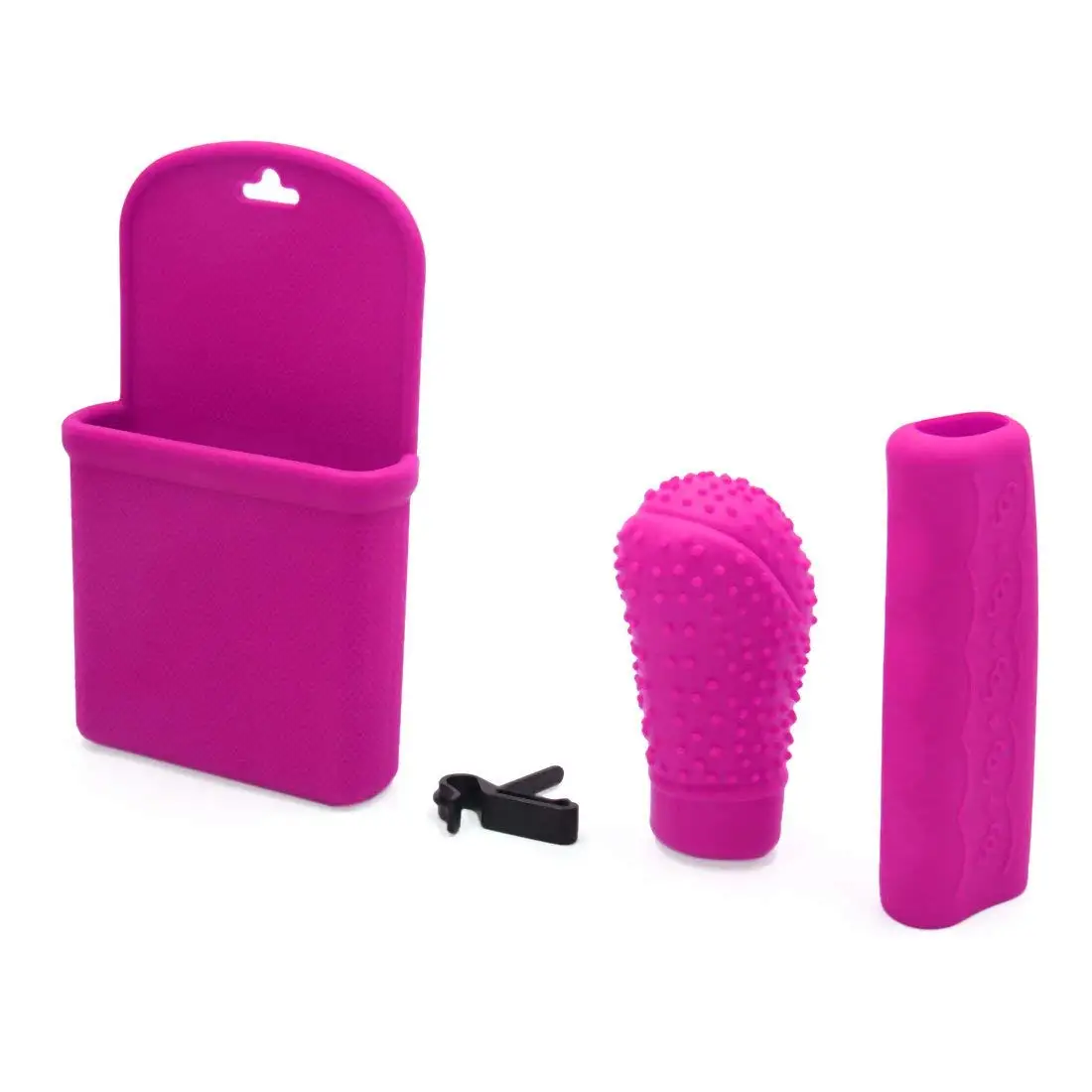 

uxcell 3 in 1 Rose Red Silicone Gear Shift Knob Hand Brake Cover Storage Box for Car