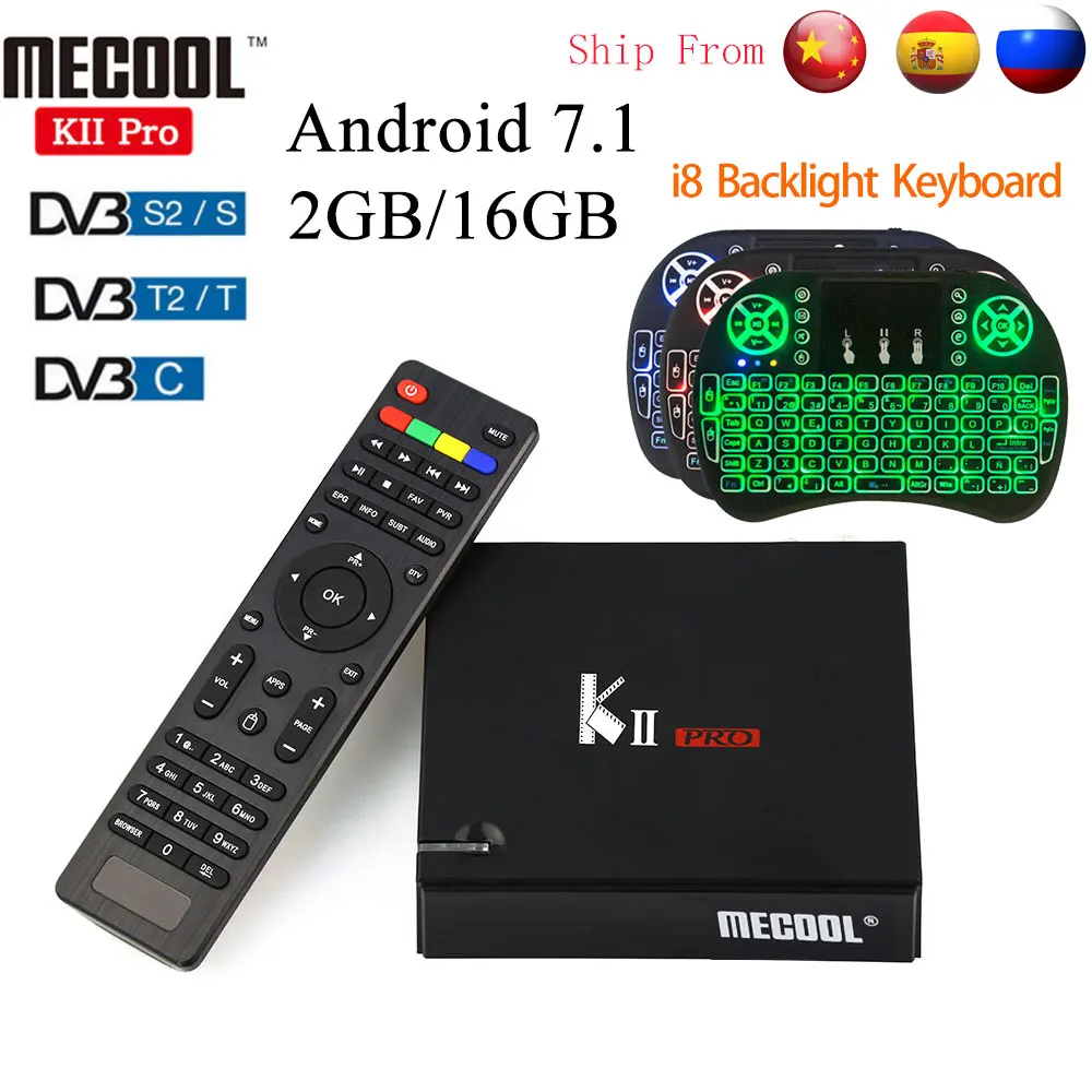 

Mecool KII Pro K2 Pro DVB-T2 DVB-S2 DVB-C Smart TV Box Android 7.1 Amlogic S905D Quad-core HD Set Top Box PK Mecool M8s Pro W