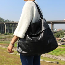 Новая Большая женская сумка из натуральной кожи, женская сумка через плечо, летняя сумка на плечо для девочек, сумка-мессенджер из воловьей кожи черного цвета