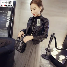 2017 New Arrial Women Autumn Faux Leather Jackets Lady Fashion Zipper Motorcycle Coat Biker Black Outwear