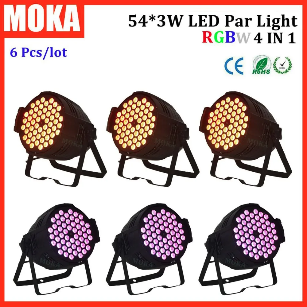 6 Pcs/lot 54*3W par led rgb flashlight party lights for stage/studio