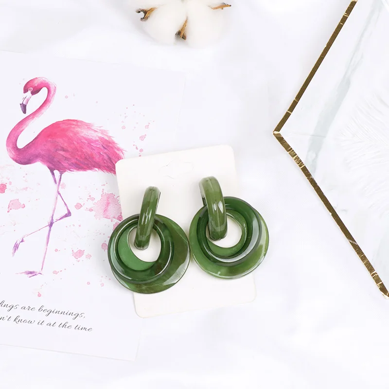 Vintage Long Acrylic Earrings Circle for Women Big Geometric Dangle Resin Drop Earings for Girls Fashion Jewelry Brincos 2019 (4)