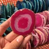 40-50g RED crystal  AGATE SLAB Geode Slice Crystal Mineral Coaster 65mm 5