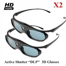 2 шт. активные очки затвора для большинства DLP-Link 3D проекторов acer, ViewSonic, BenQ Vivitek, Optoma, Panasonic, Viewsonic и т. Д.(2 шт. в упаковке