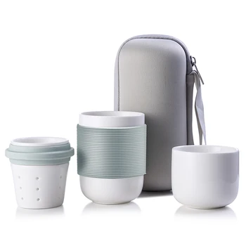 

Japanese Tea Cups Ceramic Travel Mug Kungfu Tea Set with Infuser Portable Teapot Set Coffee Mug With Travel Bag Anti-hot