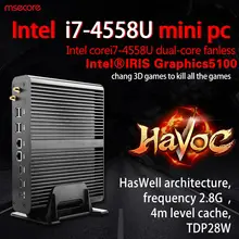 Fanless Mini PC Desktop Computer Windows 10 TV Box raspberry pi 3 Nettop Core i7 4558U HTPC iris5100 Graphics 4K HD 300M WiFi