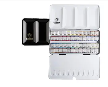 

48 Colors Pigment Solid artist Watercolor cake Paints Set Watercolor Pigment Set Art Supplies half pans student drawing 74448