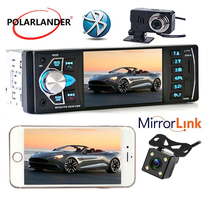 Автомагнитола 4 1 дюйма с зеркальным соединением для телефона Android Full HD экран Bluetooth