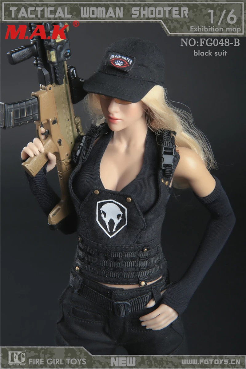 

1/6 female girl Tactical woman sexy lady shooter dark gunner clothing set clothes suits model for 12'' PH HT TTL body figure