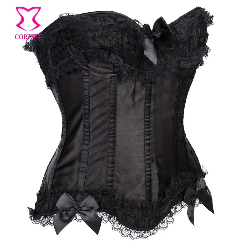 Victorian Gothic Corset Satin Black Push Up Bustier Gothique Sexy Corsets and Bustiers Burlesque Corselete feminino Espartilhos Victorian Gothic Corset Satin Black Push Up Bustier Gothique Sexy Corsets and Bustiers Burlesque Corselete feminino Espartilhos