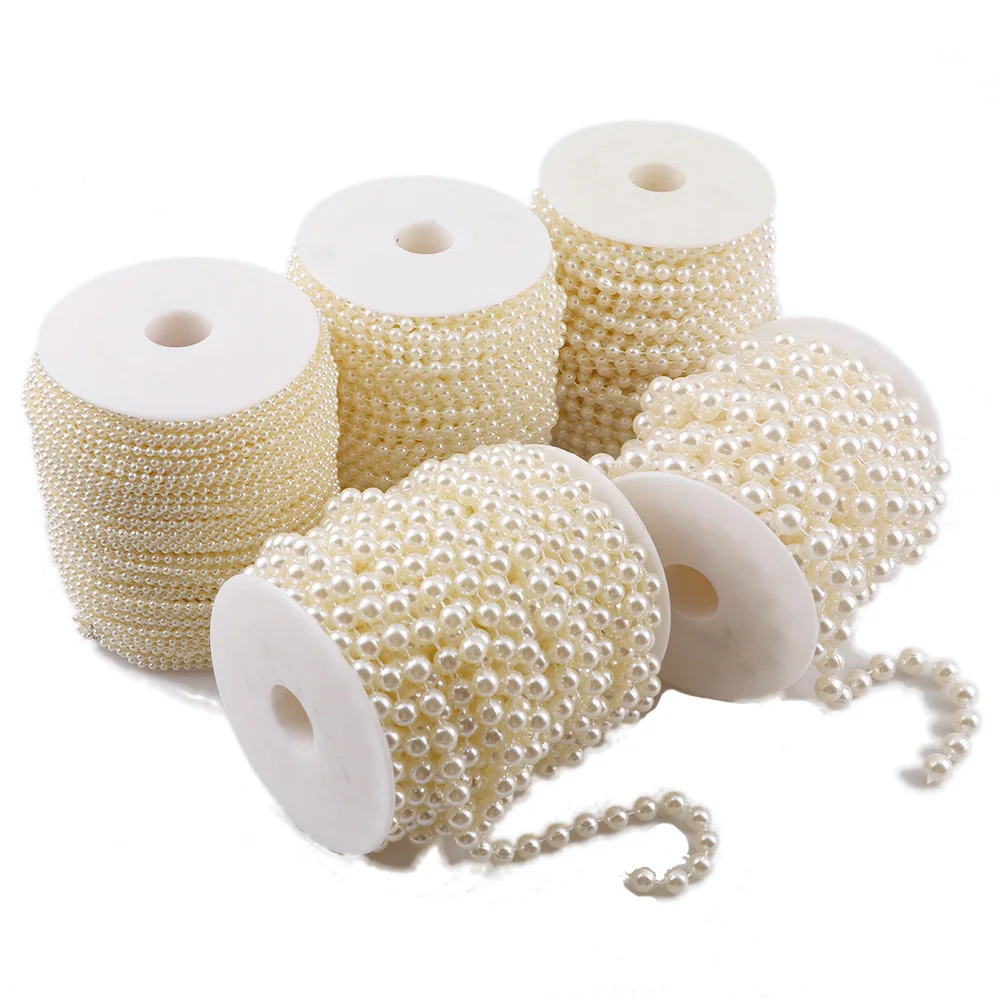 

1-5 Meters3 4 5 6 8 10mm Round Plastic Beige Pearl Beads Trim Flatback Pearl Bead String Chain