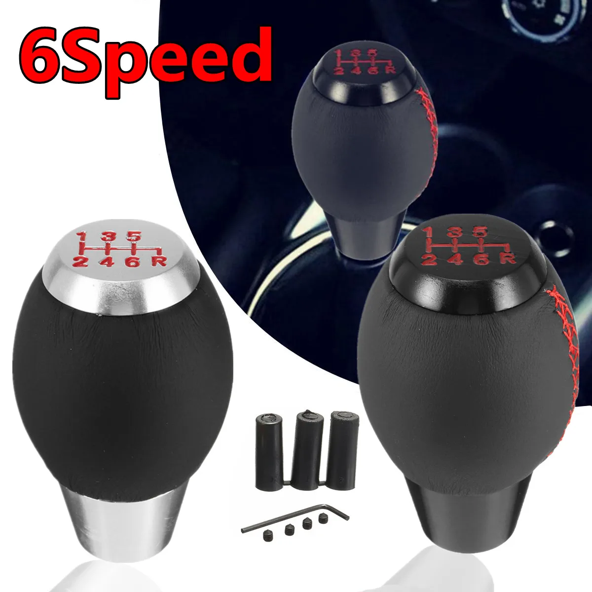 6 Speed Universal Car Styling Manual Shifter Gear Shift PU Leather Auto
