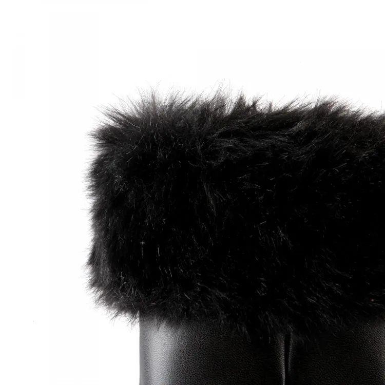Дамская плюс size42 43 дизайнер теплая плюшевые мягкие кролик волос снега кисточка зима мода med-каблуки средний-икры ботинок квартир женщин