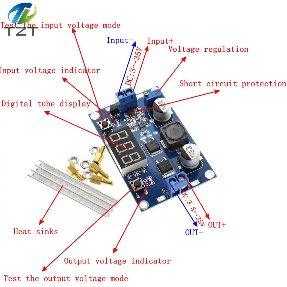 

1pcs DC DC-DC 3~35V to 3.5~35V LTC1871 Booster step up Step-up module Converter Regulated Power Supply+VoltMeter