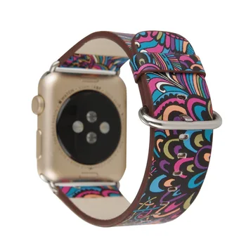 

38/42mm Apple Watch Band Soft Leather Band Fashion Classic iWatch Strap Replacement Strap with Metal Adapter Chinese style B