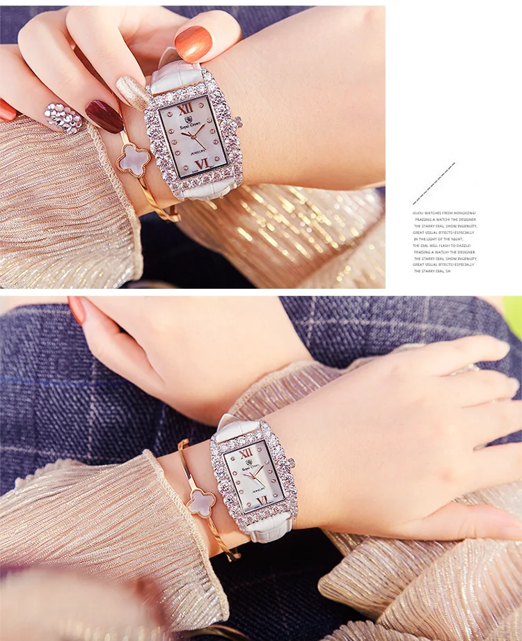 Королевская корона Роскошные ювелирные изделия женские часы Мода часов платье красочный браслет Кристалл Стразы подарок на день рождения