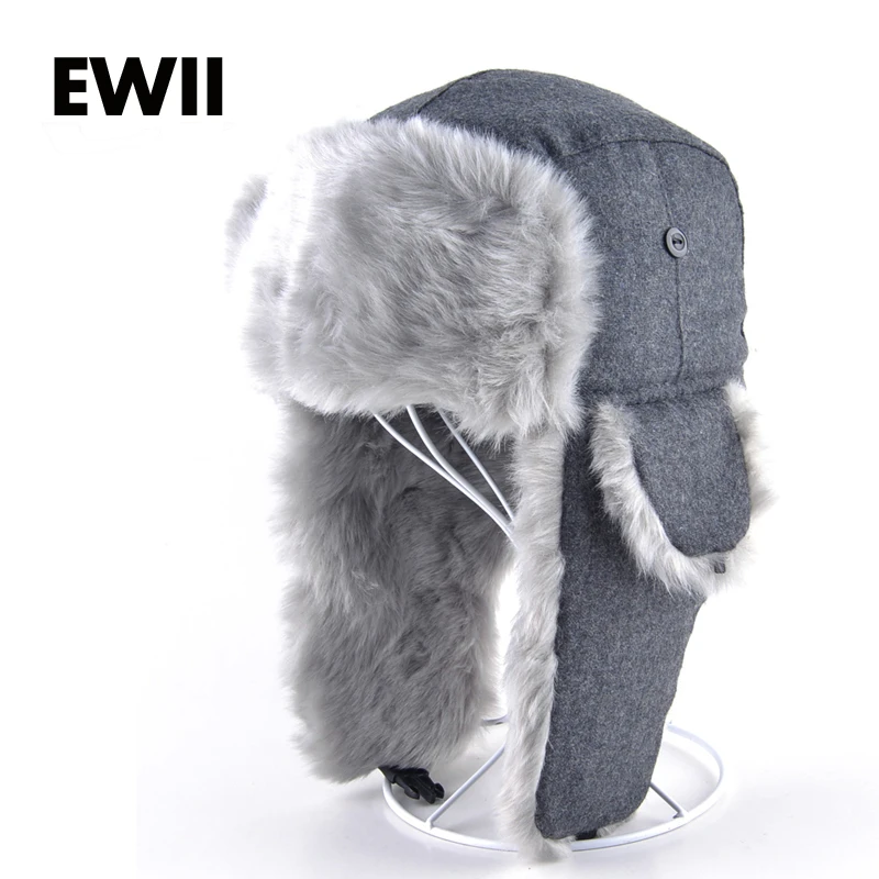 Mens Winter Hats Ear Flaps Bombe Ushanka Russian Hat Warm solid color