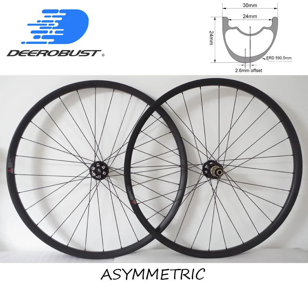 

1396g Asymmetric UD Matte 29er 29" MTB XC 24mm x 30mm Mountain Bike Carbon Wheels Tubeless Clincher Wheel set 24 28 Holes