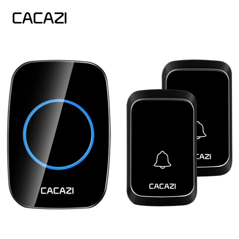 

CACAZI Waterproof Home Wireless Doorbell LED Light Battery Button 300M Remote Cordless Calling Bell US EU Plug 4 Volume 58 Chime