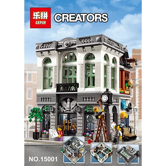 

2016 New LEPIN 15001 Brick Bank Model Building Kits Blocks Bricks Kits Toy Compatible With 10251 for child gift toys