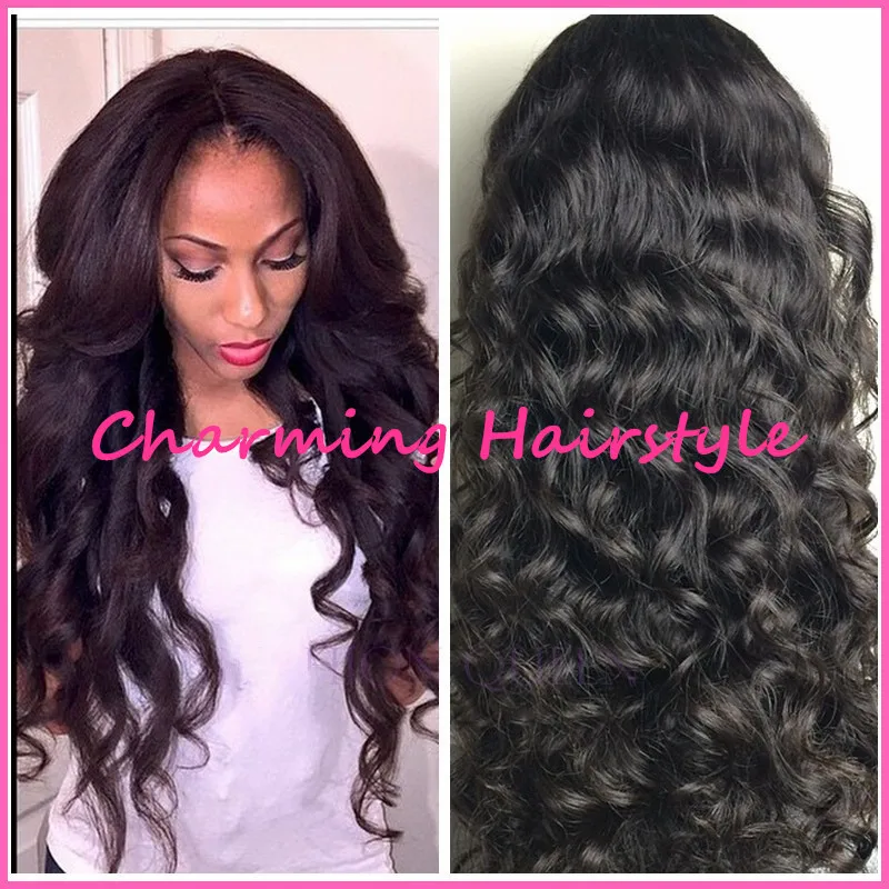Natural Black Medium Length Haircuts Synthetic Lace Front