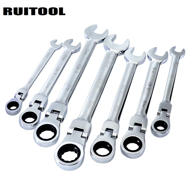 

1PC Ratchet Wrench 8-19 mm CR-V Key Ratchet 180 Degree Flexible Wrench Spanner Combination Car Repair Tools