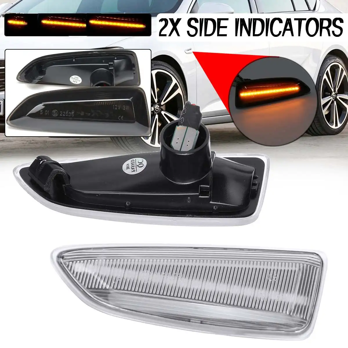 

2x Flowing LED Side Marker Lights 12V Dynamic Turn Signal Light Side Repeater Lamp Panel Lamp for Opel for Vauxhall ZAFIRA C