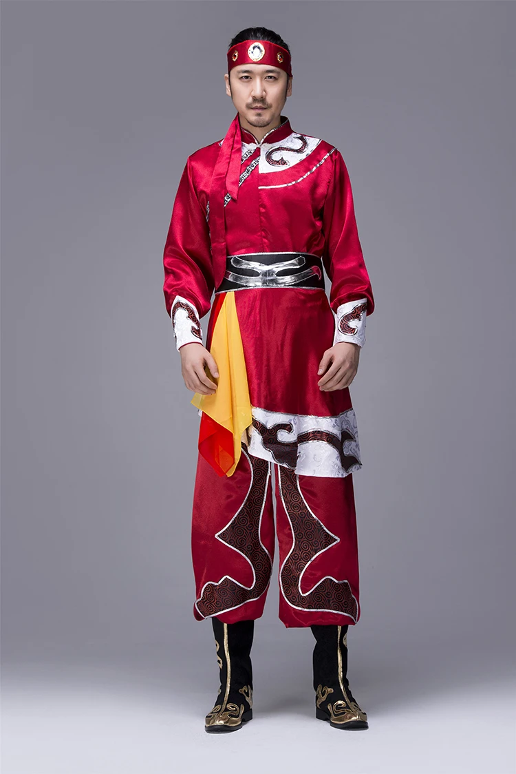 Монгольский костюм Взрослый мужской монгольский костюмы танец современный человек миноритарная театральная одежда платья