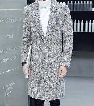 M~ 3XL! Новинка, длинное пальто для студентов, Корейская зимняя куртка, тонкий красивый плащ до колена, мужская мода - Цвет: Хаки