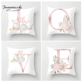 

Fuwatacchi Valentine's Day Cushion Cover 26 Letter Alphabet Printed Pillow Cover Decorative Nordic Style Square Linen Pillowcase
