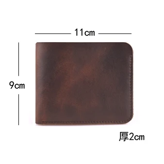 KACDYSI кожаный кошелек ручной работы мужской короткий воловьей кожи винтажный двойного сложения, для купюр кошелек для денег стильный карман для монет ID держатель для карт