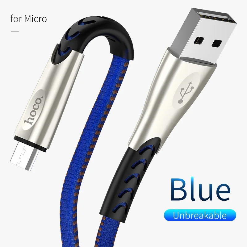 Hoco 2.4A алюминиевый сплав Micro USB кабель 1,2 м для Xiaomi Redmi Note Быстрая зарядка USB ЗУ для мобильного телефона кабель для передачи данных для Samsun - Цвет: Blue