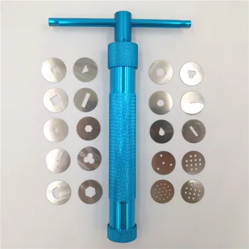 

Perfect Blue Clay Extruders Sugar Paste Extruder Clay Craft Gun with 20 Tips Sugar Craft Fondant Cake Sculpture Polymer Set