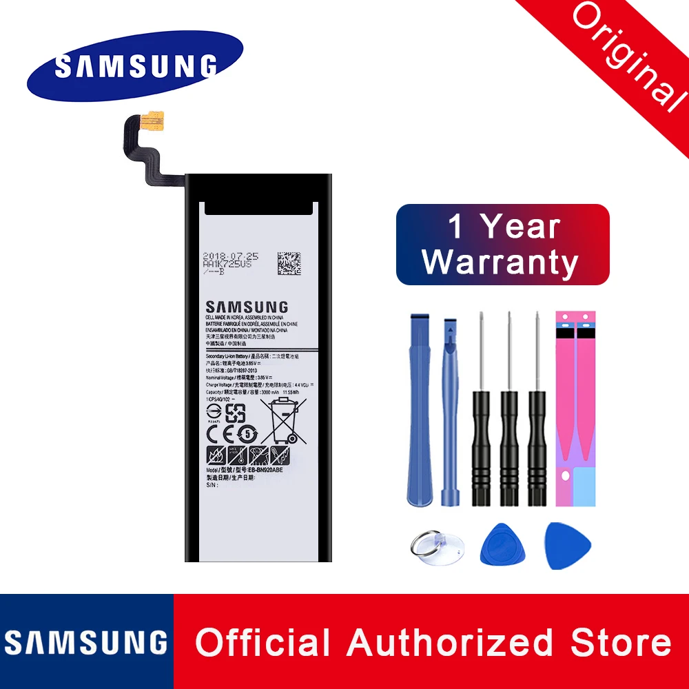 Online 100% Original Ersatz Batterie EB BN920ABE Für Samsung Galaxy Note 5 N9200 N920t N920c Note5 SM N9208 N9208 3000mAh + WERKZEUGE