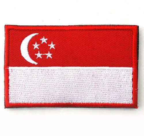 Азиатский Израиль, Япония, Сингапур, Турция, Индия, индонезийский, Камбоджа, Катар, Оман, ОАЭ, Ираком, Северной Кореей, флагом, вышивкой, нашивками - Цвет: Singapore