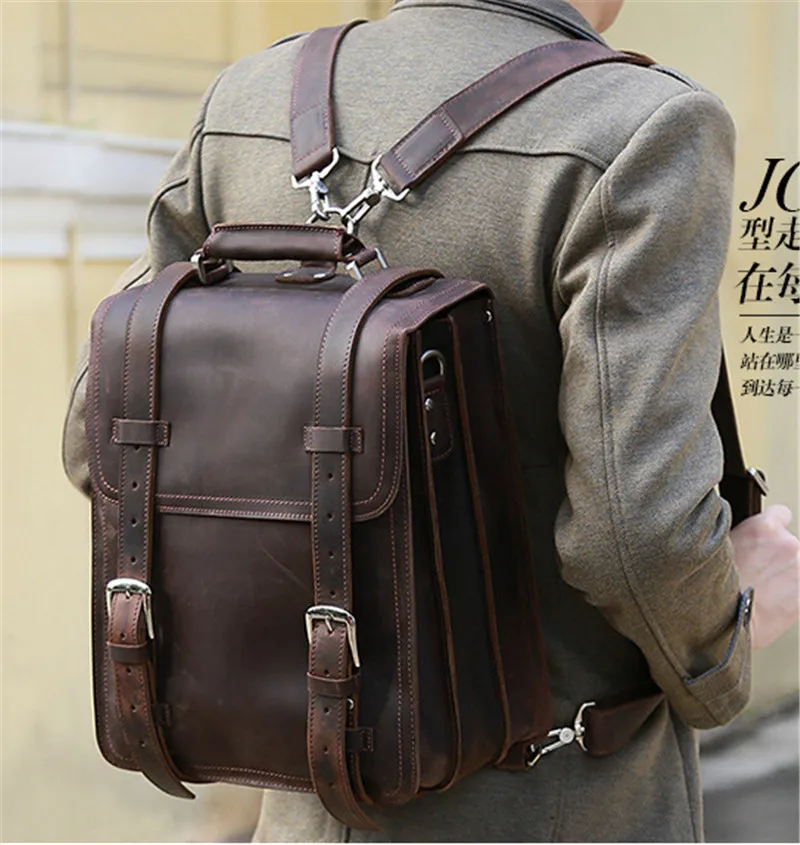 Модный мужской рюкзак из натуральной кожи с масляной вощеной подкладкой, школьный рюкзак из натуральной кожи, мужской рюкзак для путешествий