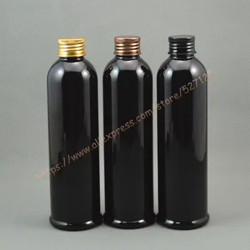 

250ml shiny black PET bottle with many colors aluminum lid(screw thread).essential oil/liquid/moisturizer/facial water container
