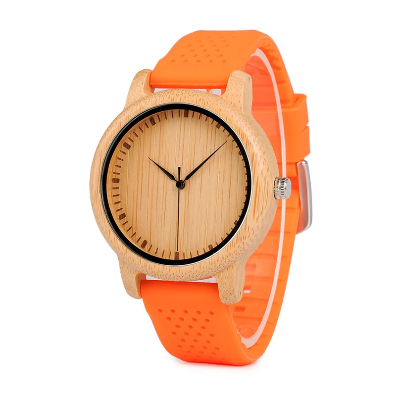 BOBO BIRD Men Design Bamboo Wood Quartz Watch Japanese Movement With Silicone Strap Ladies Watchreloj de silicon para mujer