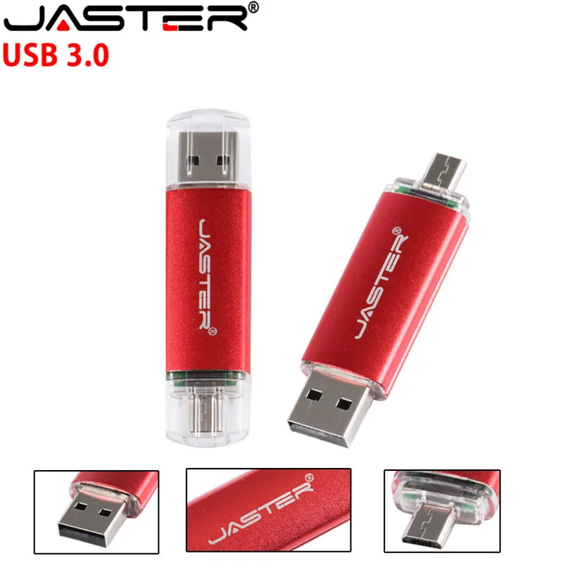 Новинка, JASTER, OTG USB флеш-накопитель, высокоскоростной флеш-накопитель, 128 ГБ, 64 ГБ, 2 в 1, микро Usb флешка, 3,0, 32 ГБ, 16 ГБ, 8 ГБ, флеш-накопитель, флешка