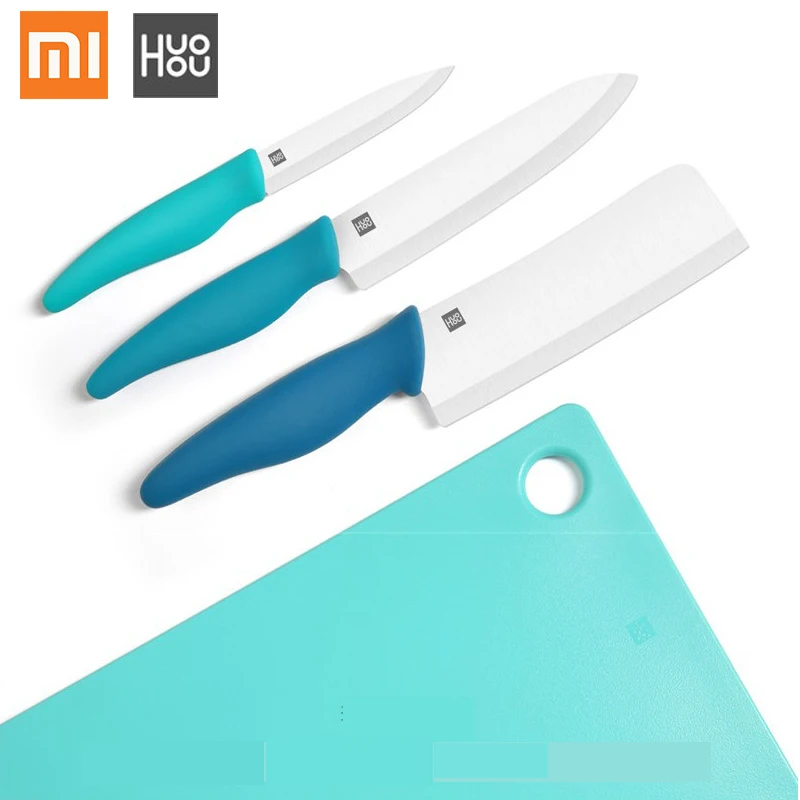 

xiaomi huohou Ceramic Knife chopping blocks set meat fruit knife Ecological Chain Cutting Board Anti bacterial Silicone Handle