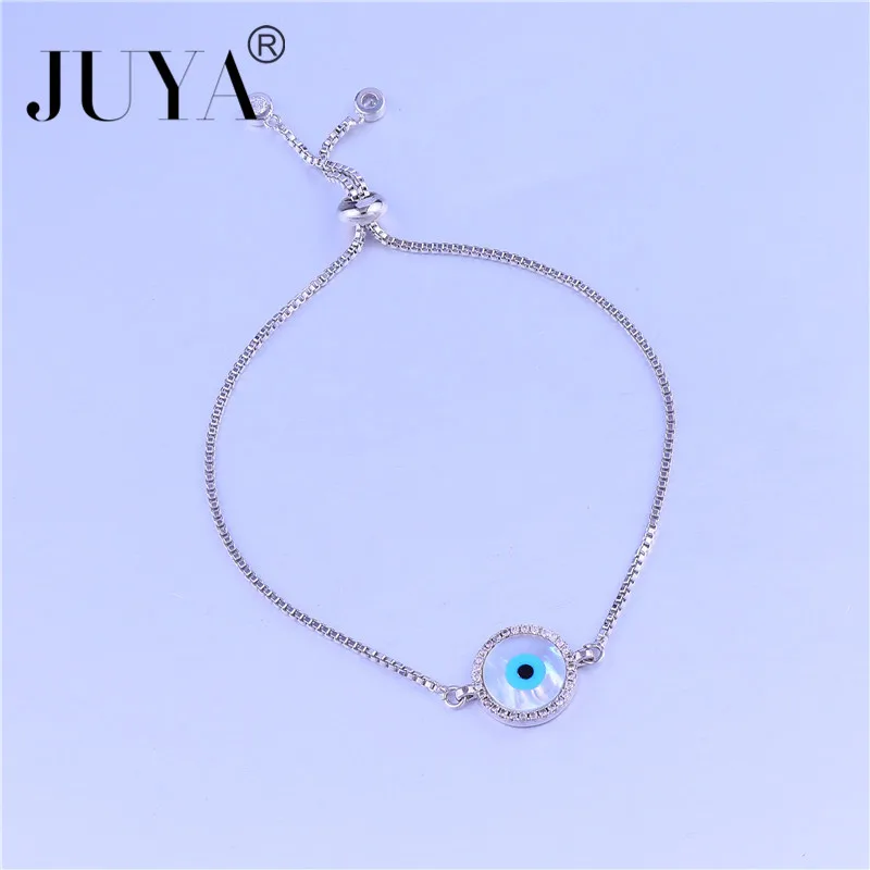 New Fashion Shell Evil Eye Bracelets For women Girl's gift 3 colors Round Turkish Eye Lucky bracelets& bangles Jewelry pulseras - Metal Color: Silver Plated