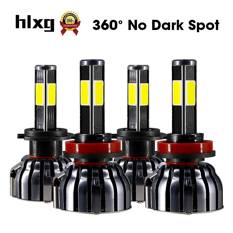 Hlxg 4 стороны 12000 мл H8 H11 протовотуманная подсветка H7 Canbus LED Hi Lo луч Turbo светодиодный H4 без ошибок и отсутствие радиопомех HB4 для большинства автомобилей