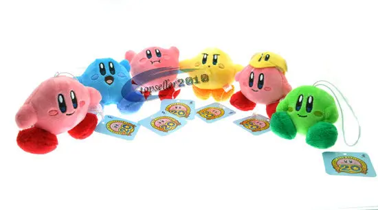 Kirby Plush Keychains Super Mario kirby Plush Doll Toys 6cm Pendant 6 styles 6pcs lot