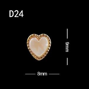 10 шт./лот, японский стиль, сердце, неравномерность, янтарь с золотой оправой, имитация камня, украшение для ногтей - Цвет: D24