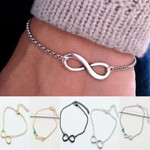 RE Модный позолоченный металлический браслет Бесконечность 8 крест и браслет для женщин, подарок, очаровательные браслеты на цепочке, мужские ювелирные изделия, браслеты O541