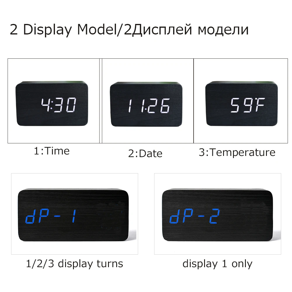 Suncree Деревянный цифровой светодиодный будильник время Despertador управление звуком USB/AAA дисплей температуры электронный стол настольные часы